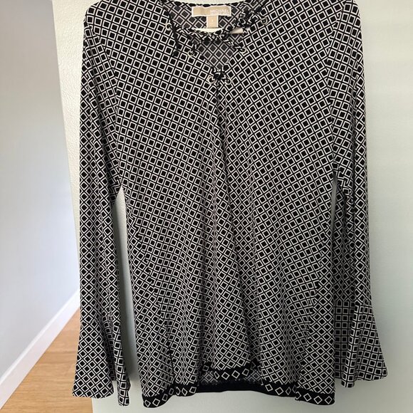 Geometric black and cream Michael Kors Blouse - Picture 1 of 3